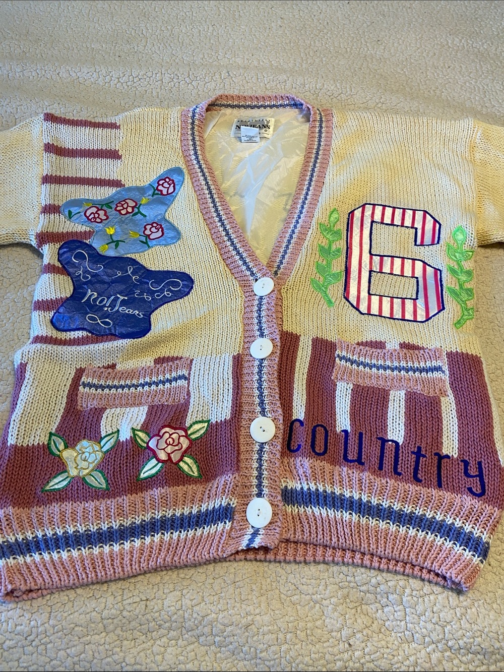Absolutely No! Jeans Vintage Cardigan Embroidered Grandma Core Sweater OS - Picture 10 of 14